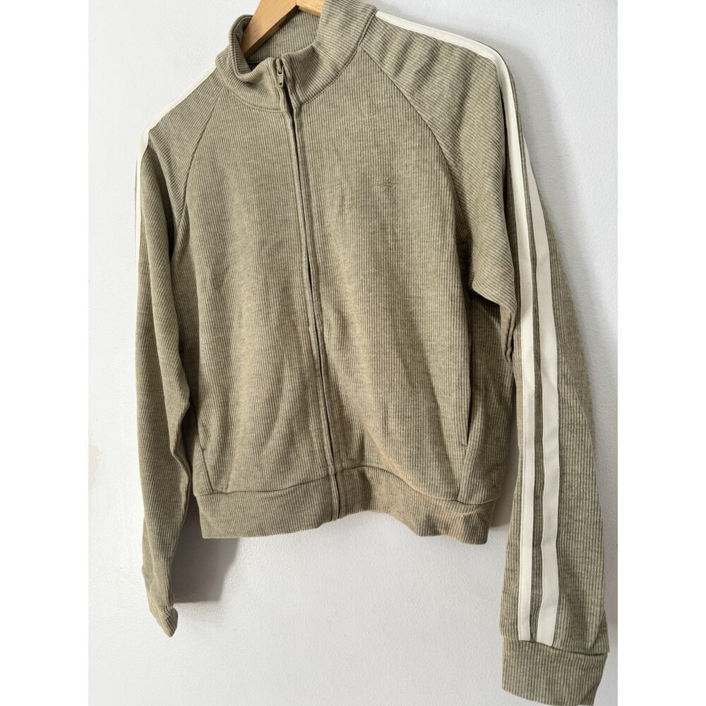 NWOT Halara Ribbed Stand Collar Long Sleeve Zipper Jacket Green Stripe Small - Picture 7 of 9